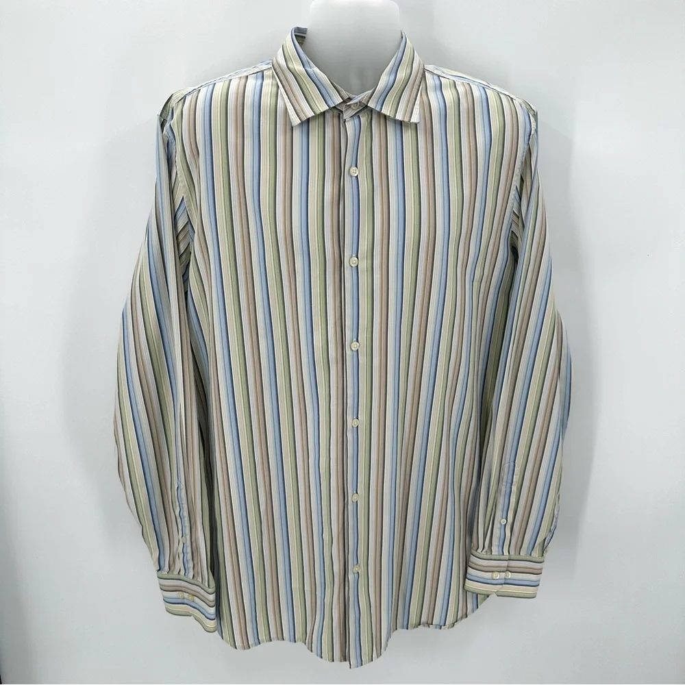 3/$15 Banana Republic Dress Shirt Mens XL Classic Fit Button Up Stripes 00s L/S